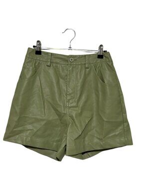 ZGY Denim Faux Leather Green High Waist Shorts Size 25